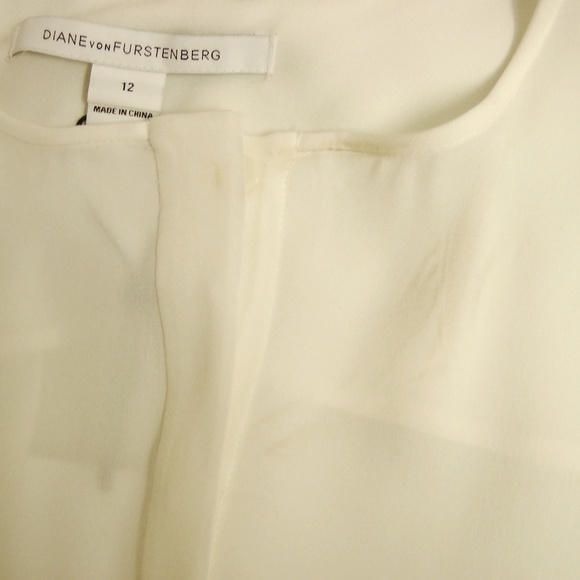 NWT Diane von Furstenberg DVF Silk Blouse - Ivory Top for Work or Casual - Picture 8 of 9